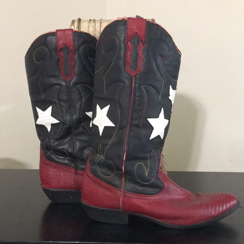 Red white and blue cowgirl/ cowboy boots